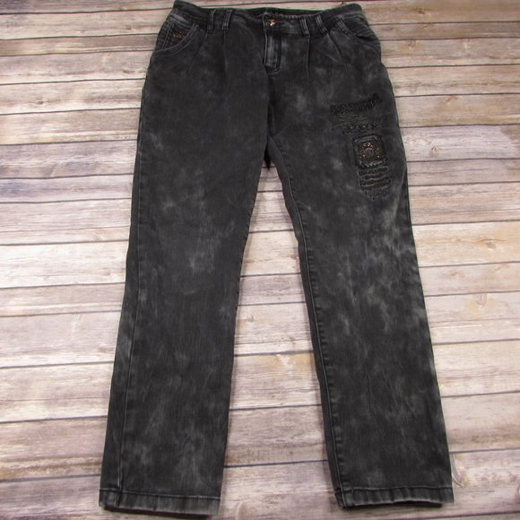 Kasuna Size 10 Gray Embellished Jeans Tapered Leg - Picture 9 of 13